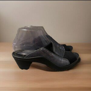 Romika Women’s Blue Leather slip on Heels Open Toe Size 38=6.5